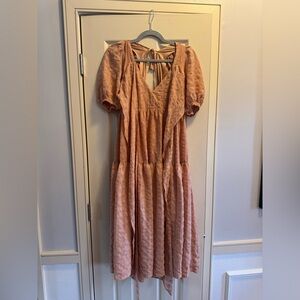 Lulu's Peach Tiered Puff-Sleeve Maxi Dress